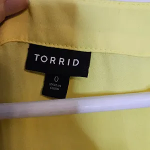 Torrid Yellow Blouse Georgette Cage Front Cutout Lemon Tonic Top Lightweight 0 thumbnail 8