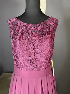 Women’s Purple Lace Bodice Sleeveless Full Length Formal Bridesmaid Gown Size S thumbnail 2