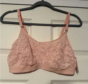 Auden Pink Lace‎ Bralette Soft Bra Wireless Adjustable Strap Coquette thumbnail 1