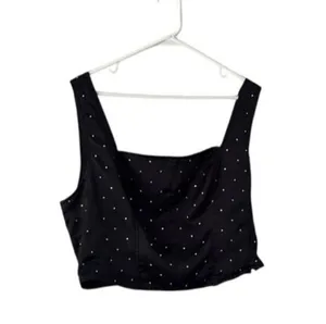Intempo Embellished Corset Tank Top Sz L Smocked Back Peasant Cropped Going Out thumbnail 2