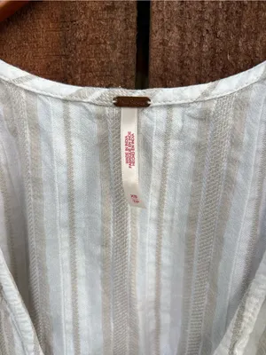 Free People White Striped Boho By My Side Front Tie Tank thumbnail 3