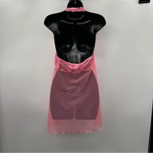 Victoria's Secret Lace‎ Slip Dress Pink Embroidered Lingerie Y2K Babydoll Large thumbnail 6
