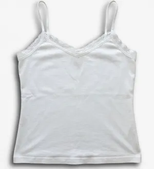 Merona White Lace Trim Camisole Tank Top‎ Womens XL Adjustable Spaghetti Straps thumbnail 1