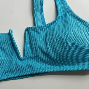 Aerie Shine Pique V Wire Scoop Bikini Top Big Sur Blue NWT thumbnail 5