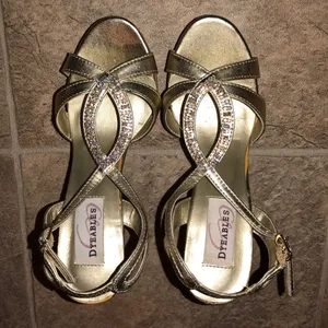 Dyeables Size 6.5B gold w/ rhinestones platform thumbnail 2