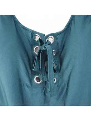 Mossimo Jungle Green Grommet Lace Up One Piece Swimsuit Size Small thumbnail 7