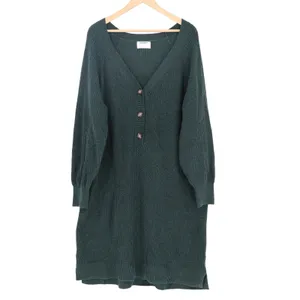 Old Navy Womens XL Forest Green Ribbed Henley V-Neck Long Sleeve Sweater Dress thumbnail 2