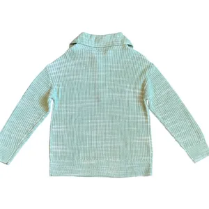 Talbots Mint Green Marl Shaker Knit Quarter Zip Sweater Womens Large Pastel thumbnail 8