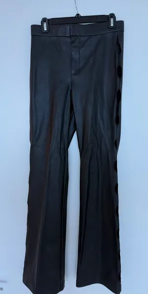 Zara High Rise Leather Pants with Cutout Side Detail in Size Medium! thumbnail 1
