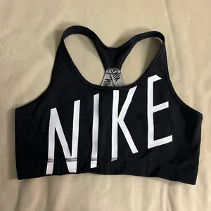 Nike Black Sports Bra | Bold Logo Front | Size Small thumbnail 1