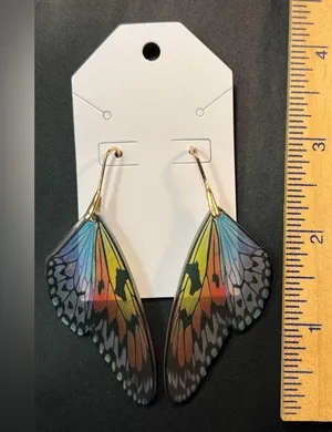 Translucent Butterfly Wings Gold Tone Pierced Earrings New thumbnail 2