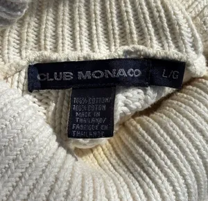 Club Monaco Women’s Sweater Heavy Cable Knit Fisherman Beige Size Large thumbnail 7