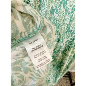 Mimi Chica Green Tropical Leaf Print‎ Smocked Square Neck Midi Dress Size M thumbnail 7