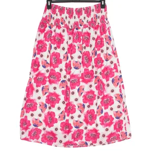 Lulus Floral Smocked Midi Skirt Pink Ivory Perfectly Preppy Cottagecore Spring L thumbnail 2