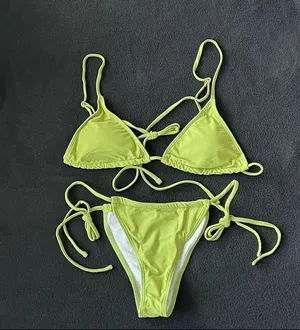 Grass green crisscross back bikini set thumbnail 3