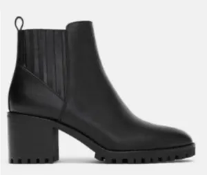 Zara Leather Black Lug Sole Heeled Chelsea Ankle Boots 8 thumbnail 12