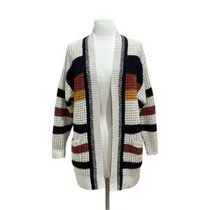 Express Multicolor Striped Open Front Oversized Cardigan Size XS thumbnail 2