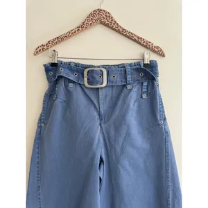 FREE PEOPLE Sloane Belted Blue Wide Leg Pants Size Small thumbnail 5