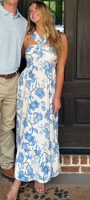 Grace Karin Floral Blue and White Women's dress thumbnail 2