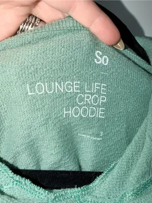 Lounge Life Crop Hoodie - Mint Green thumbnail 3
