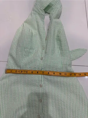 Spenser Jeremy Sleeveless Green Seersucker Button-Front Dress thumbnail 6