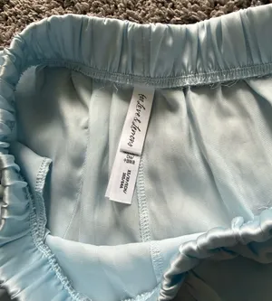 For Love & Lemons Light Blue Satin Pajama- Button-Front Top & Shorts thumbnail 8