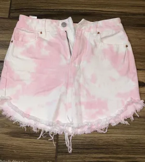 PacSun Pink Tie Dye Jean Skirt thumbnail 1