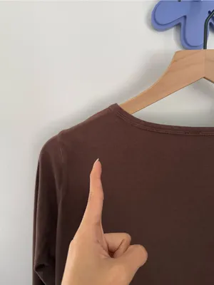 Skims XL Vintage Long Sleeve Henley Coca Brown Crew Minimal Fall Forest thumbnail 4