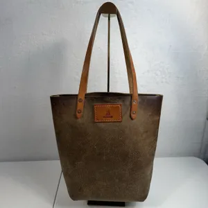 Rogue Industrie Leather Tote Bag Full Grain Heavy Purse Brown Open Top‎ Distress thumbnail 2