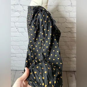Madewell lucie smocked v neck mini dress Black Dress with Gold Dots size medium thumbnail 7
