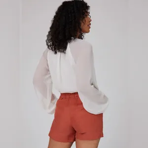 Aritzia Wilfred Fable‎ High-Rise Pleated Linen Mini Shorts Moroccan Spice Size 2 thumbnail 4