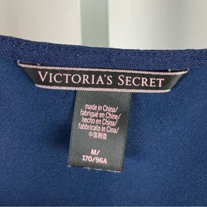 Victoria's Secret Medium Satin Lace V Neck Navy Blue Crop Tank Top Lingerie thumbnail 5