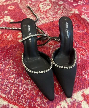 Public Desire Black heels with studded straps thumbnail 1