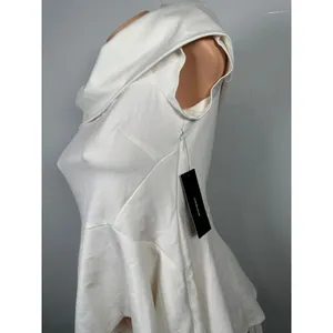 NWT LULUS Large Off Shoulder Short Sleeve Asymmetric Peplum Top White Zip Womens thumbnail 4