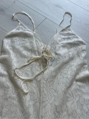 ASOS Womans Size 4 See Through,beach summer, jumpsuit wide leg in cream color thumbnail 5