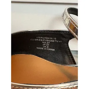 The Drop Tammie Silver Crackle Pointed Toe Slingback Flat Shoes Size 10 chrome thumbnail 3