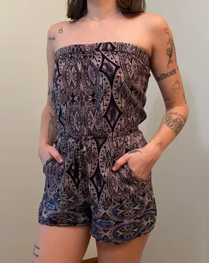 Strapless Patterned Romper thumbnail 1