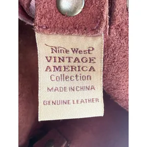Nine West Vintage America Brown Leather Tote Studded Boho Shoulder Bag Handbag thumbnail 13