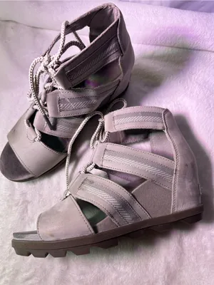 Sorel Beige Lace-Up Wedge Sandals thumbnail 7