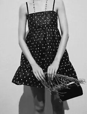 ZARA Polka Dot Sequined Babydoll Dress Size XS NWT thumbnail 6
