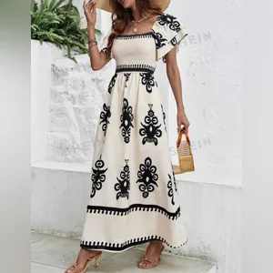 SheIn Clasi holiday & leisure Bohemian print waist drawstring dress thumbnail 3