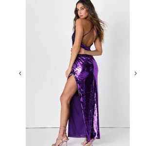 NWT Lulus Keep it Sparkly Sequin Sleeveless Gown Small, PURPLE thumbnail 3