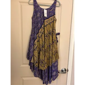 NWT Boho Lightweight Paisley Belted Tie Back Dress India M/L One size thumbnail 3
