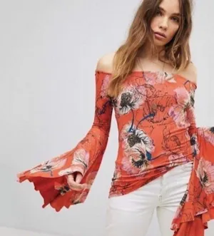 Free People We The Free Birds Of Paradise Top Women’s M Butterfly Sleeve Boho thumbnail 1