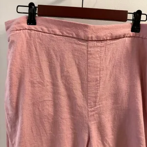 Banana Republic Women’s Pink Wide Leg Cropped Linen Blend Pants Size L thumbnail 3