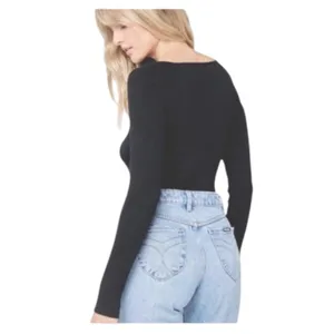 L*Space Camryn Black Ribbed Knit Sweetheart Neck Sweater Women’s Small NWT thumbnail 13