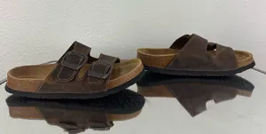 EASTLAND Vintage 90s Womens Brown Leather Dual Strap Buckle Slip On Sandals thumbnail 2