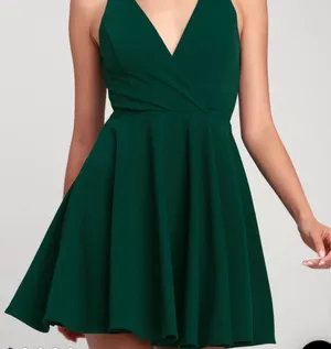 Lulus Wonder Whirl Dark Green Twist Back Skater Dress thumbnail 1