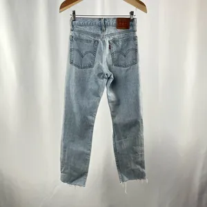 Levi's Distressed Rigid Denim Straight Leg Jeans in Light‎ Blue Size 23 thumbnail 2