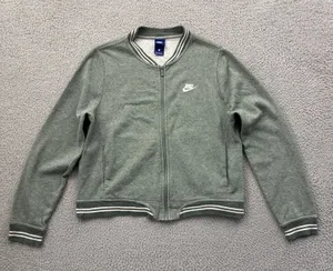 Nike Sportswear Fleece Bomber Jacket Sage Green Athletic Athleisure Women Large thumbnail 1